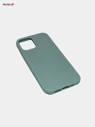 Бирюзовый чехол-накладка "Soft-touch" с перфорацией для iPhone 11 Pro/11 Pro Max/12/12Pro/12 Pro Max