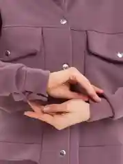 Пудровый костюм с начесом, женский, на кнопах