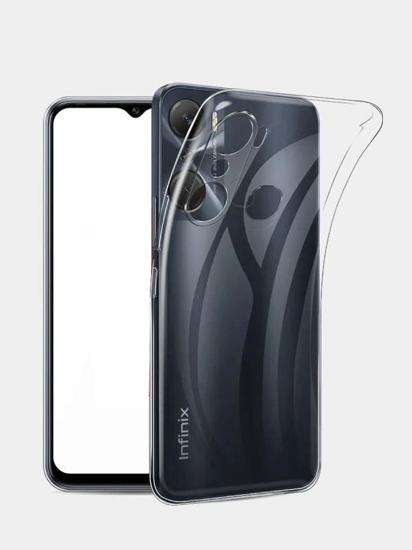 Чехол Infinix Hot 12 Pro (Инфиникс Хот 12 Про), прозрачный, силиконовый, с защитой камеры