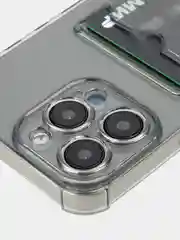 Серый чехол для iPhone 15 Pro Max противоударный силиконовый ROSCO с карманом для карт, углами