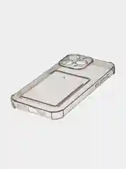 Серый чехол для iPhone 15 Pro Max противоударный силиконовый ROSCO с карманом для карт, углами