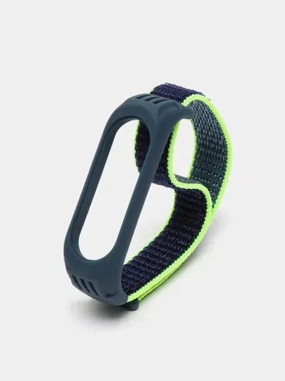 Бирюзовый ремешок на липучке для Xiaomi Mi Band 3, 4, 5, 6, 7 Сяоми Ми Банд, тканевый, нейлоновый