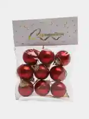 Красный новогодние шары 3 см, набор 9 шт елочных игрушек