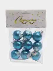 Лазурный новогодние шары 3 см, набор 9 шт елочных игрушек