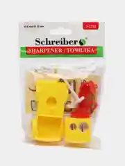 Желтый точилка для карандашей "Машинка", 2 отверстие, с контейнером