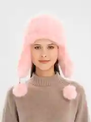 Розовый шапка ушанка, меховая