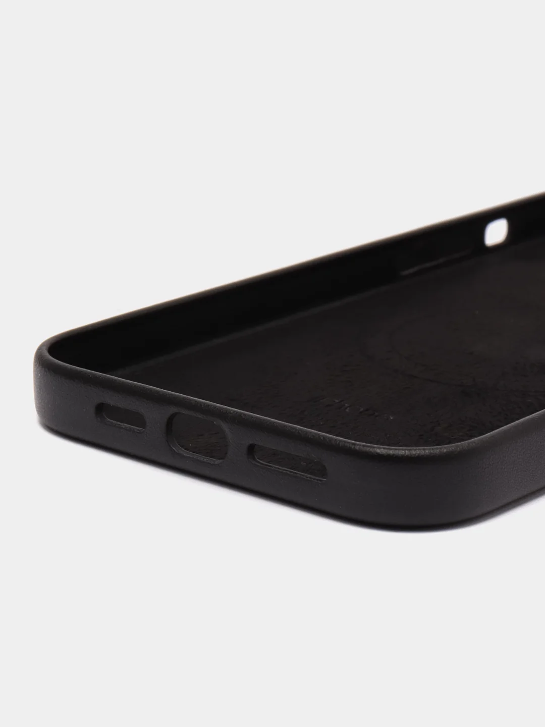 Черный кожаный чехол Leather Case MagSafe на iPhone 12/ 12 Pro / 13 Pro / 13 Pro Max