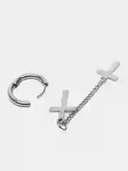 Серый сережка-кольцо из нержавеющей стали с крестом и черепом, мужская серьга, женская моно-серьга