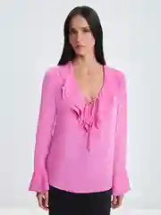 Розовый блузка женская Zarina с вырезом