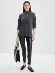 Черный брюки женские Zarina из эко кожи