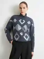 Тёмно-серый свитер женский Zarina оверсайз