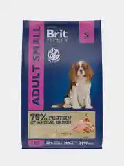 Корм сухой Brit Premium для взрослых собак мелких пород, курица, 1 кг