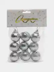 Серебряный новогодние шары 3 см, набор 9 шт елочных игрушек