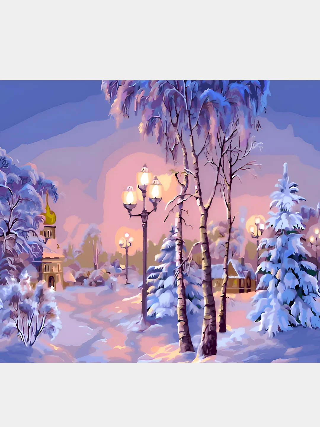 Белый алмазная мозаика без подрамника, 30*40 см, "Зимние пейзажи"