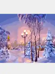 Белый алмазная мозаика без подрамника, 30*40 см, "Зимние пейзажи"