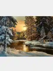 Бежевый алмазная мозаика без подрамника, 30*40 см, "Зимние пейзажи"