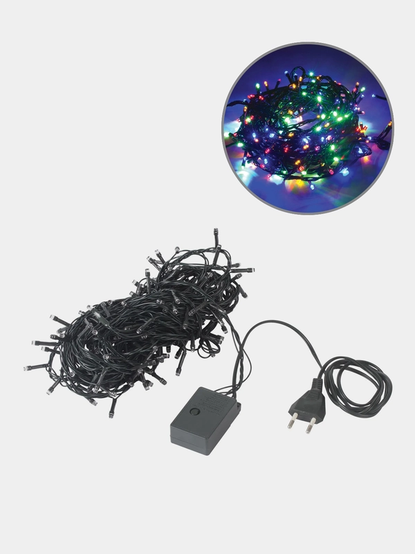Электрогирлянда-нить комнатная "Стандарт", 5 м, 100 LED, мультицветная, 220 V, 591099