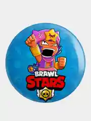 Оливковый значок, пин на одежду "Brawl Stars", 37 мм., круглый, металлический