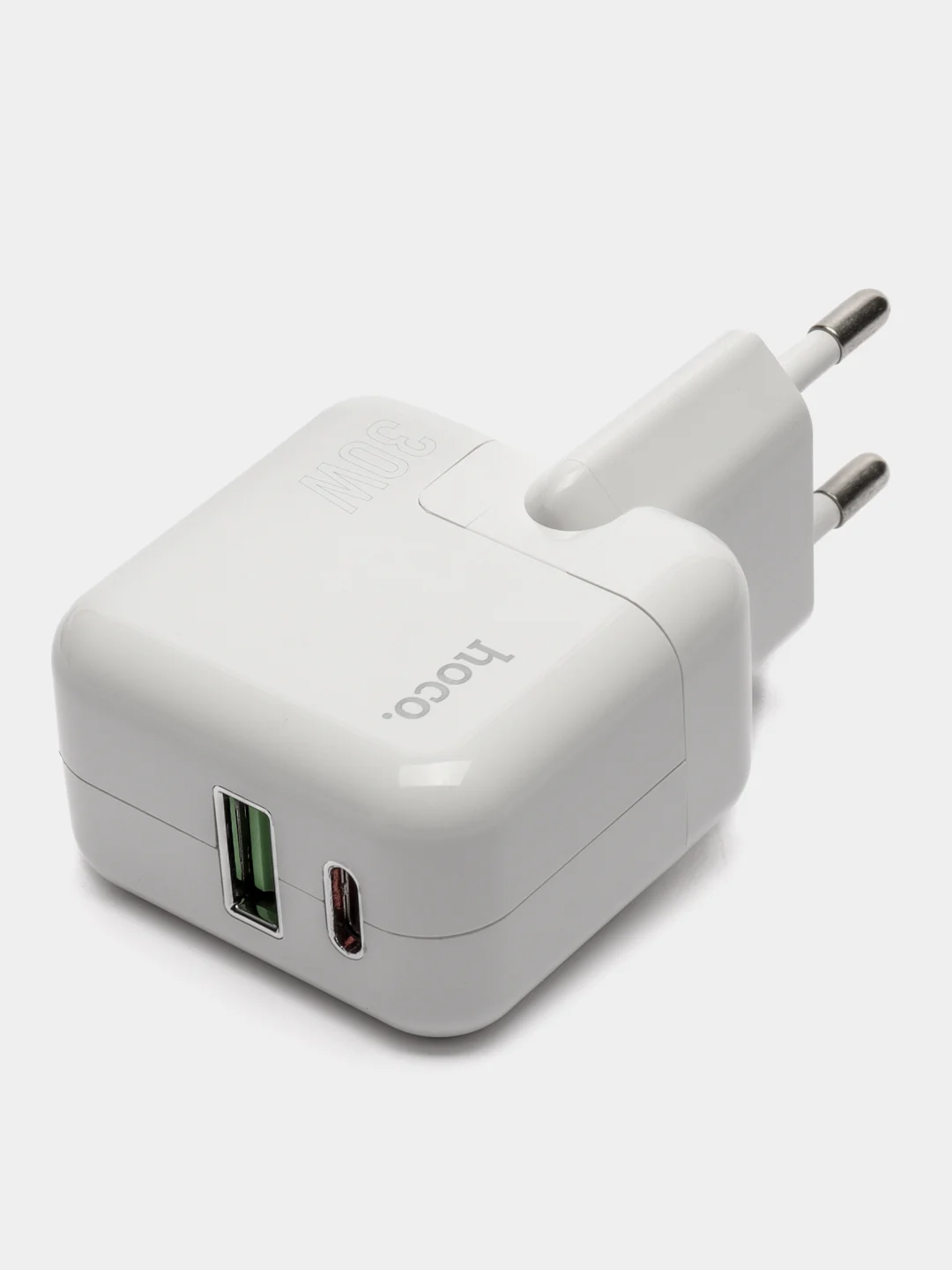 Белый зарядное устройство для iPhone и для Android Hoco C111A с быстрой зарядкой PD 30W, QC 3.0