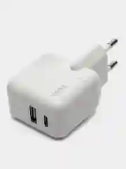 Белый зарядное устройство для iPhone и для Android Hoco C111A с быстрой зарядкой PD 30W, QC 3.0