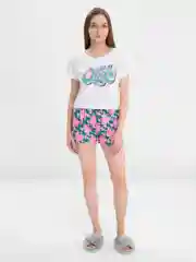 Индиго пижама женская с шортами, кроп топ, футболка, костюм домашний
