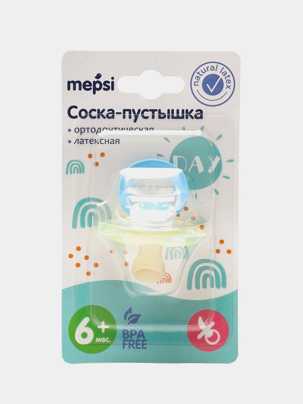 Соска-пустышка латексная ортодонтическая Mepsi, 6+мес, 0378