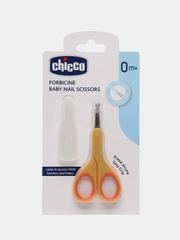 Chicco ножницы детск., из нерж. стали, с закругл. концами, оранж., 0 мес.+