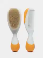 CHICCO Набор детск. расческа и щётка с натур. щетинками, оранж., 0 мес.+