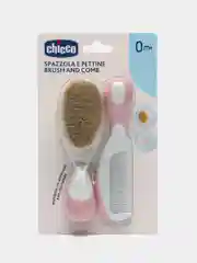 CHICCO Набор детск: расческа и щётка с натур .щетинками, розов., 0 мес.+