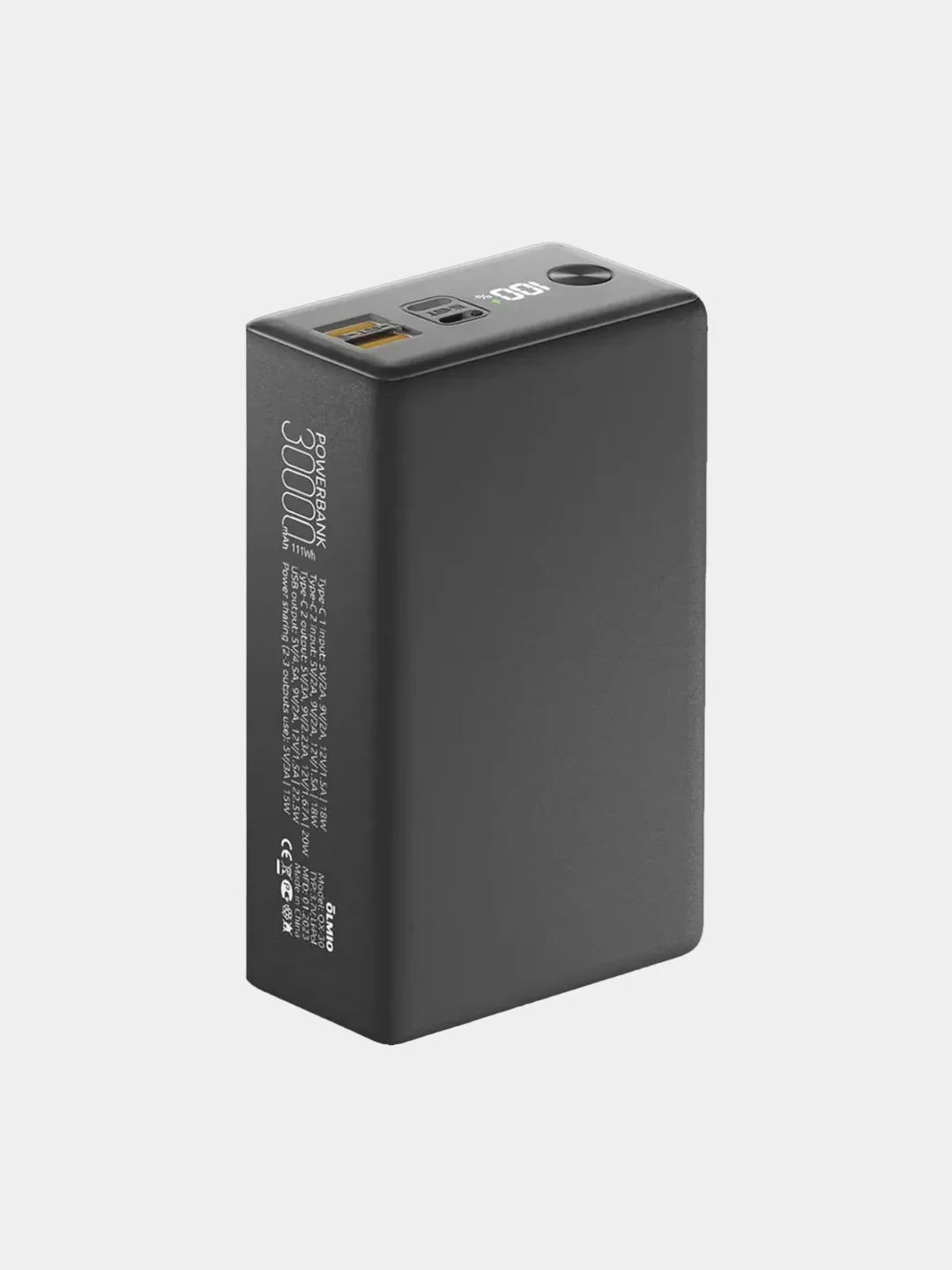 Серый внешний аккумулятор Olmio QX-30 30000mAh