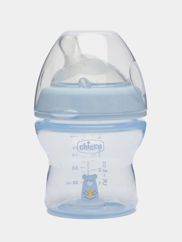 Бутылочка CHICCO Natural Feeling,0мес.+, сил. соска с флексорами, 150 мл, голубая