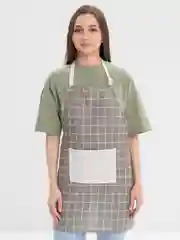 Бежевый фартук кухонный, с кармашком