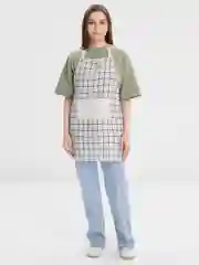 Белый фартук кухонный, с кармашком