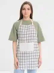 Белый фартук кухонный, с кармашком