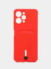 Красный чехол для Xiaomi Redmi 12 (Сяоми Редми 12), с карманом для карт