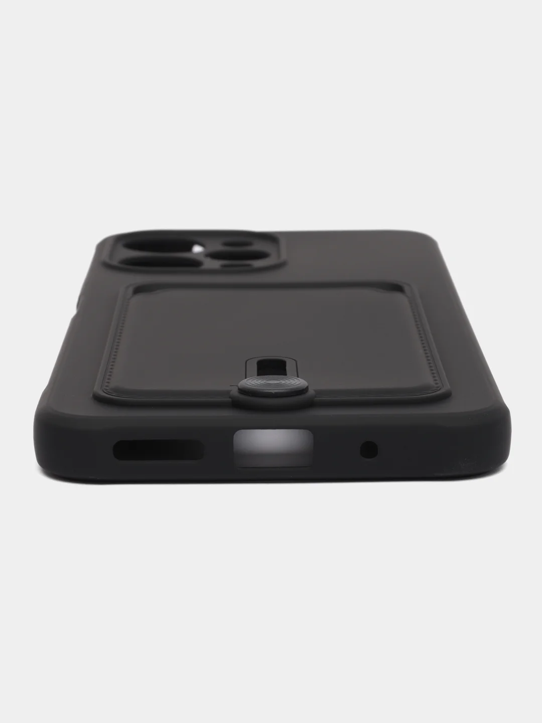 Черный чехол для Xiaomi Redmi 12 (Сяоми Редми 12), с карманом для карт