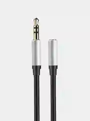 Серебряный аудиокабель AUX 3.5 mm / 1м / Earldom AUX34 удлинитль для наушников, колонок, микрофонов