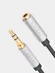 Серебряный аудиокабель AUX 3.5 mm / 1м / Earldom AUX34 удлинитль для наушников, колонок, микрофонов