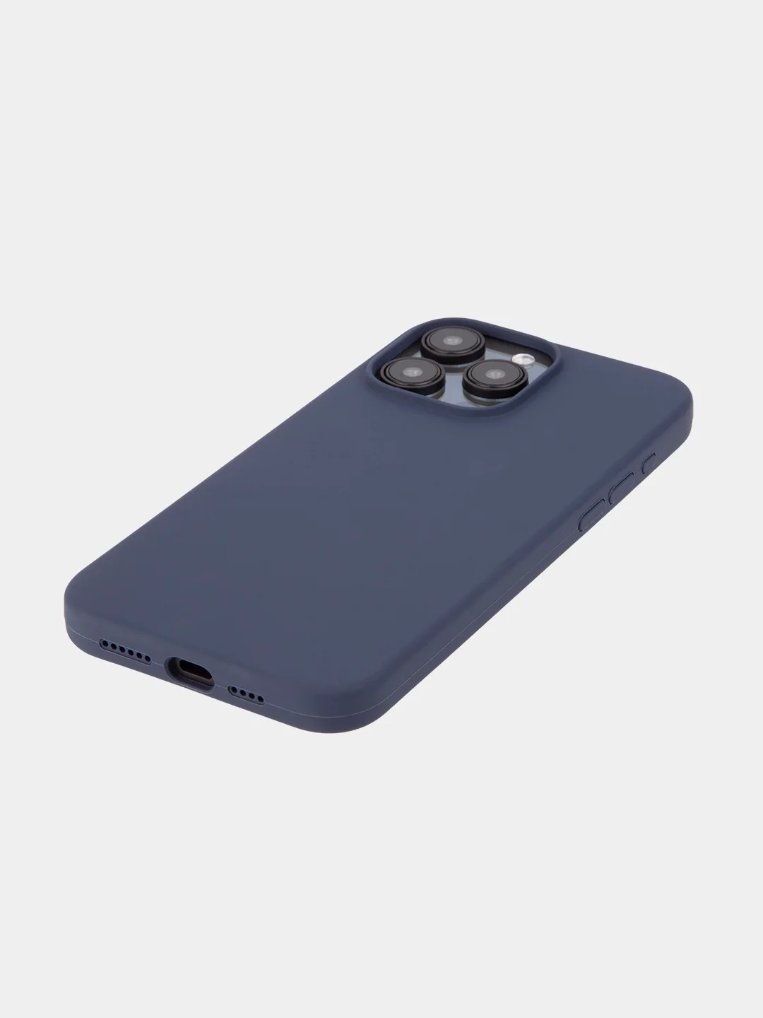 Темно-синий чехол на Apple iPhone 15, 14, Pro, Max, Plus силиконовый BROSCORP мягкая подкладка микрофибра