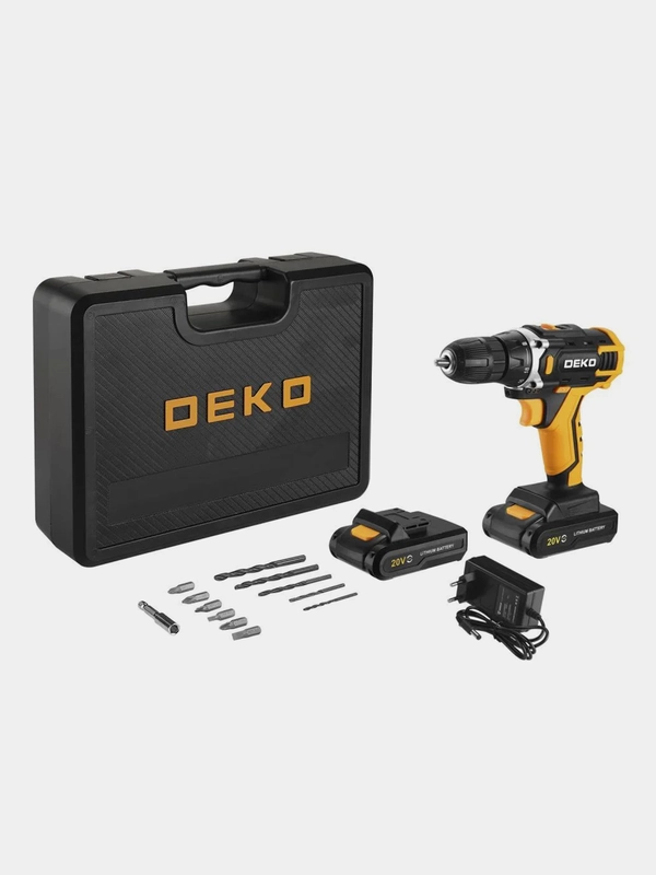 Аккумуляторная дрель-шуруповерт DEKO DKCD20FU-Li SET3, в кейсе, оснастка 13 шт