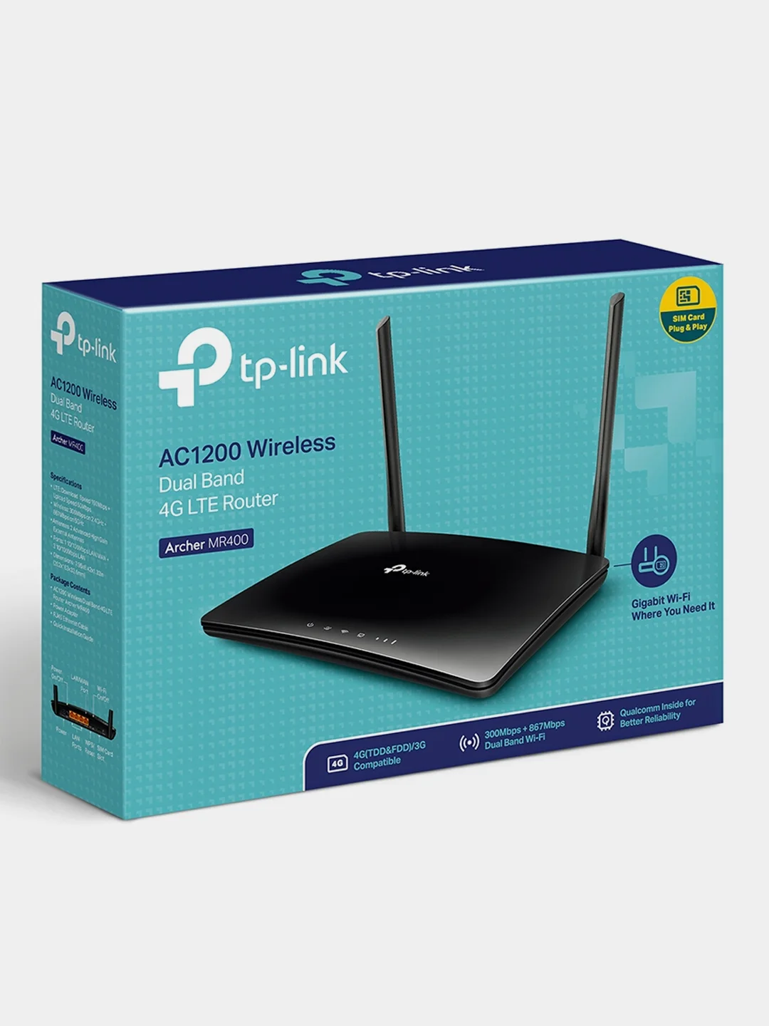 Двухдиапазонный Wi-Fi роутер TP-Link Archer MR400 с поддержкой 4G LTE