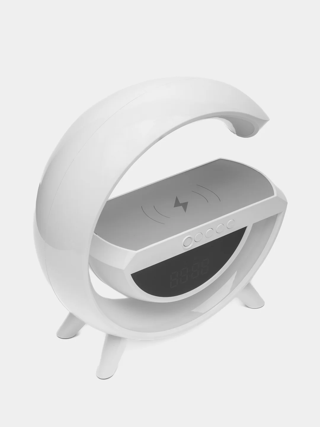 Колонка с беспроводной зарядкой, Bluetooth, ночник, часы-будильник
