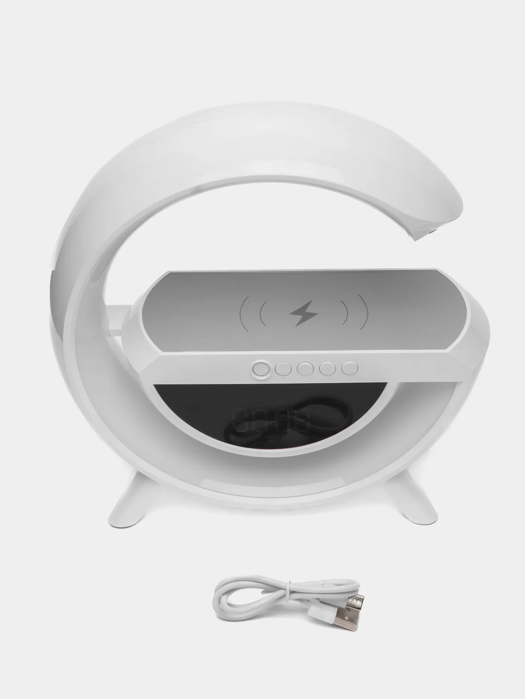 Колонка с беспроводной зарядкой, Bluetooth, ночник, часы-будильник