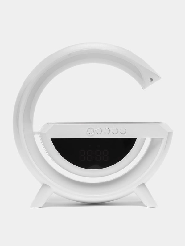Колонка с беспроводной зарядкой, Bluetooth, ночник, часы-будильник