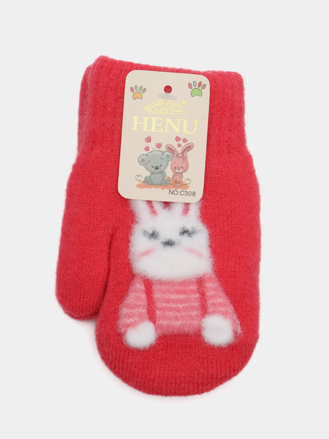 Коралловый варежки детские, с подкладом