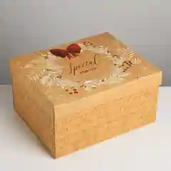 Бежевый коробки подарочные новогодние. Большие 31,5*25,6*16,1 см