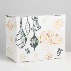 Прозрачный коробки подарочные новогодние. Большие 31,5*25,6*16,1 см
