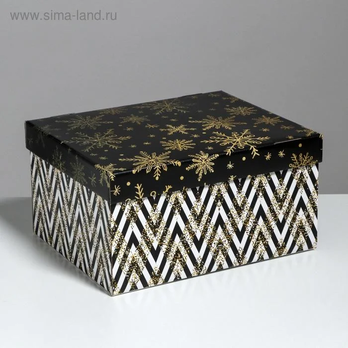 Черный коробки подарочные новогодние. Большие 31,5*25,6*16,1 см