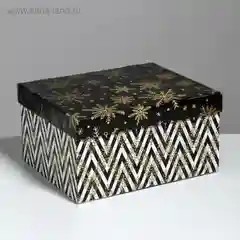 Черный коробки подарочные новогодние. Большие 31,5*25,6*16,1 см