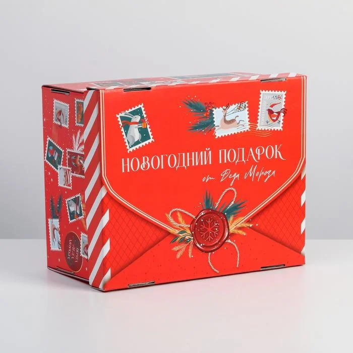 Багровый коробки подарочные новогодние. Большие 31,5*25,6*16,1 см